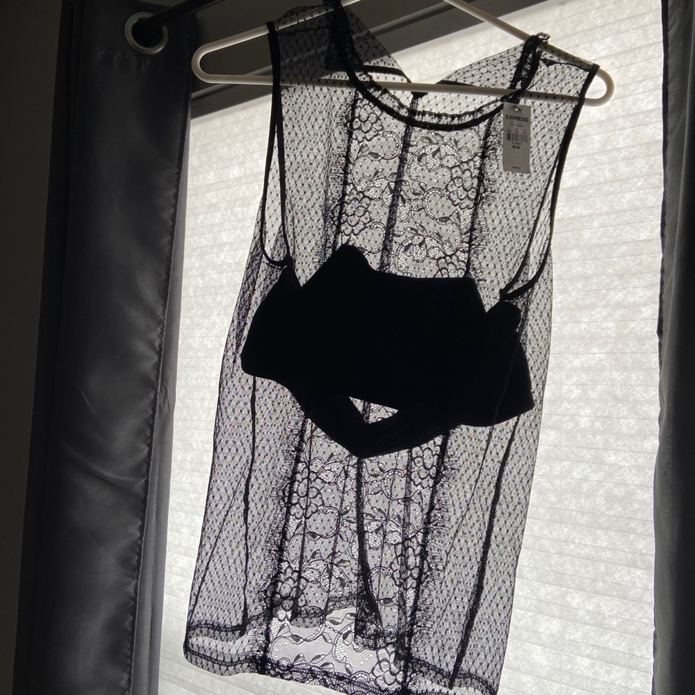 Express See thru lace top- sleeveless Size M